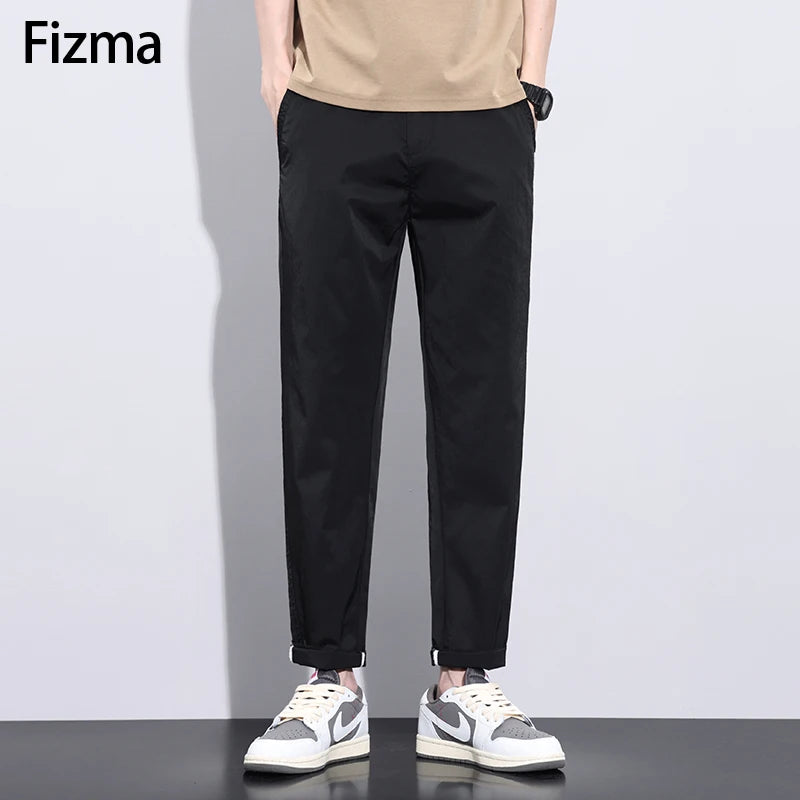 Fizma Brand Men's Clothing Elastic Waist Straight Casual Pants