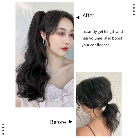 Claw Clip in Hair Extension Natural Soft Mini Jaw Claw Synthetic Hairpiece 24 Inch Long Curly Wavy Ponytail Extension for Women