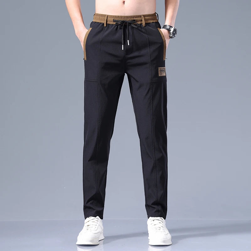 Men's Pants  Summer New Black Gray Thin Business Casual Golf Pants Outdoor Elastic Breathable Straight Leg Sweatpants