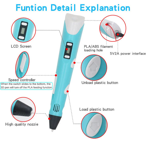 3D Printing Pen Set with LCD Screen