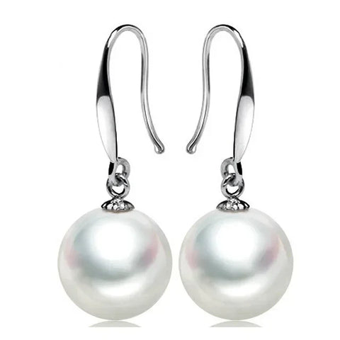 New fashion 925 Sterling Silver custom 
 10mm Pearl Drop Earrings Jewelry for Woman Girl Charm Wedding Party Couple Gift Jewelry