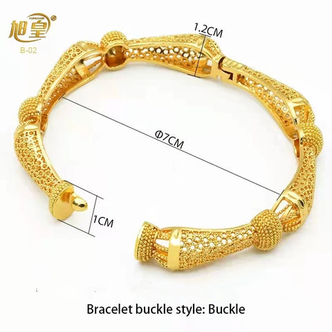 XUHUANG African Gold Color Bangles For Women Indian Middle Eastern Nigerian Wedding Luxury Plated Jewellery Brazilian Bangles