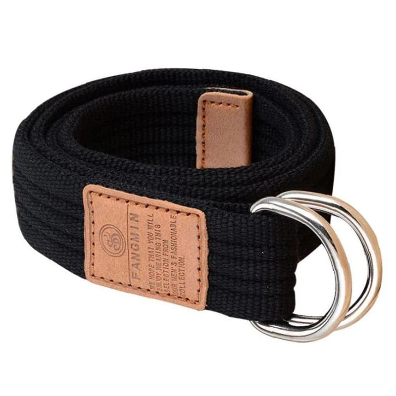 Casual Business Jeans Double Buckle Belt Outdoor Braided Waistband