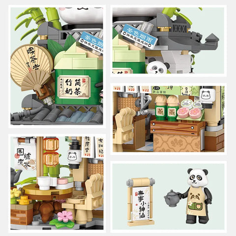 LOZ Mini city landscape building model Building Blocks Cafe Tea House Cute Bear children adult Christmas holiday gift