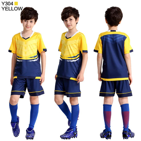 Kids Football Jersey Personalized Custom Boy Soccer Jersey Set Polyester Soccer Uniform Breathable Football Uniform For Children