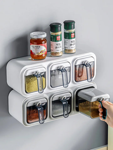 Kitchen Seasoning Box Sugar Salt Shaker Condiment Storage Organizer