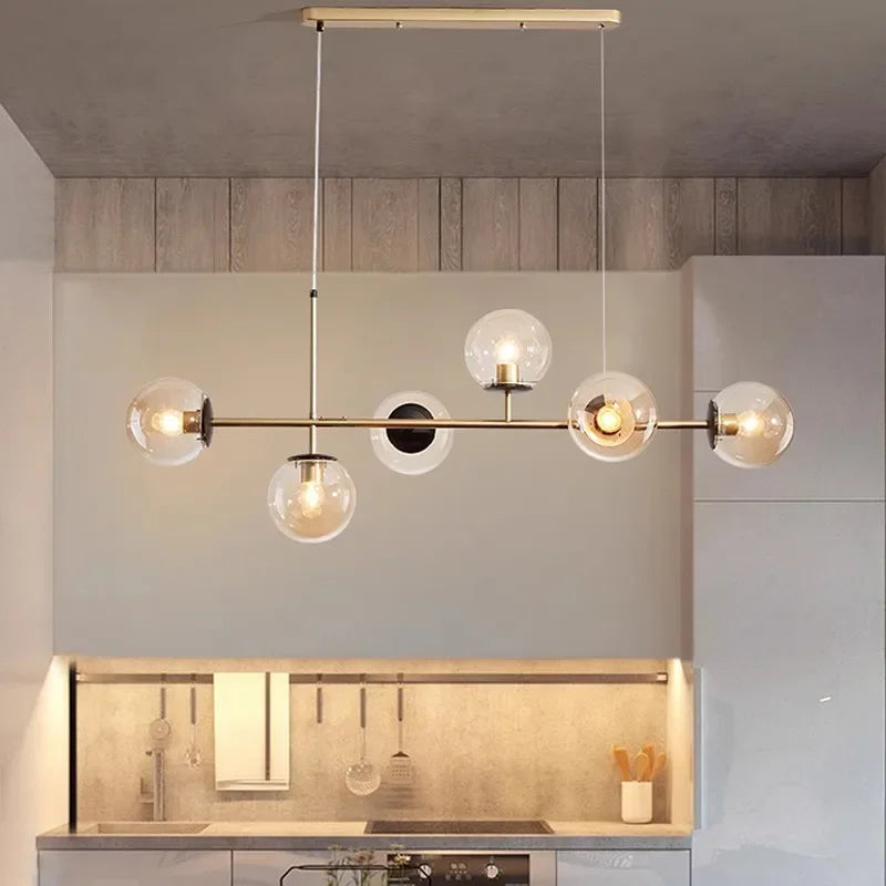 Modern Glass Ball Ceiling Chandelier for Table Dining Living Room Kitchen Island Molecule Pendant Lamp Indoor Lighting Fixture