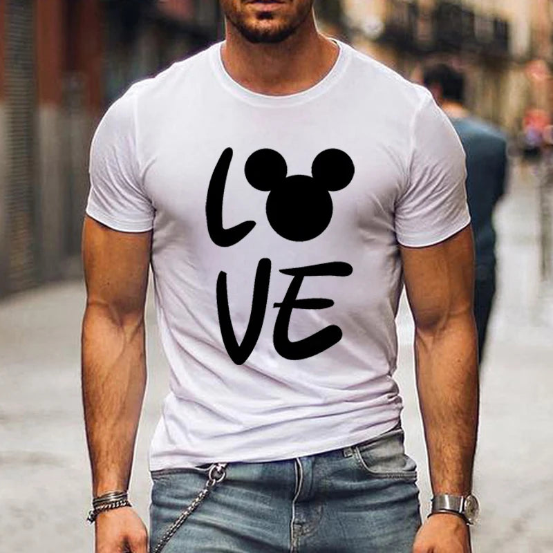 Couple Matching Outfits T-shirt LOVE Cute Cartoon Mouse Printing Unisex T-shirts Casual Short Sleeves Honeymoon Travel Tee Shirt