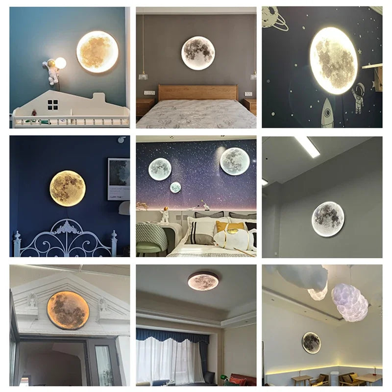 LED Moon Wall Lamp Bedroom Bedside Living Room