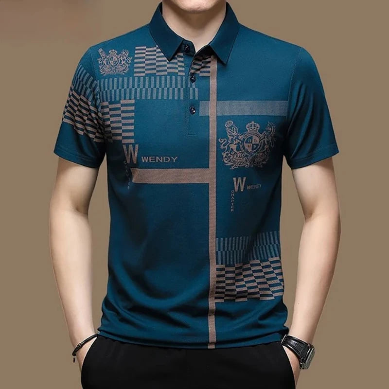 Men's Polo Shirt Business Casual Summer Short Sleeves