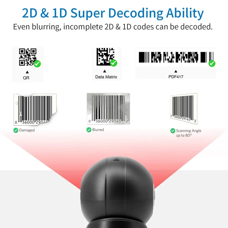 Barcode Scanner Supermarket Usb QR Code Reader