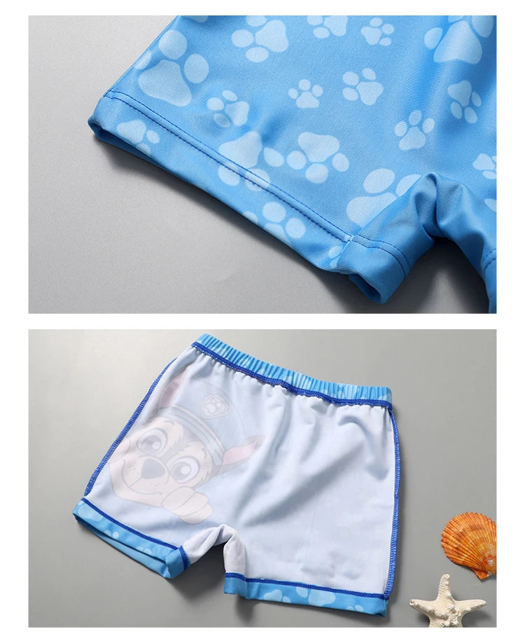 2024 New Children Swimwear Boys Swim Trunks With Swimming Cap Cartoon Print Boys Beach Shorts Paw Patrol Swimsuit Baby Clothing