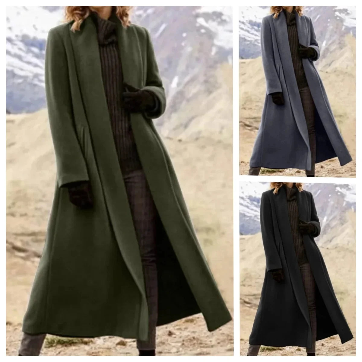 Women's Thick Wool Coats, Turn-down Collar, Solid Jackets, Long Version, Korean Fashion, Versatile, Winter