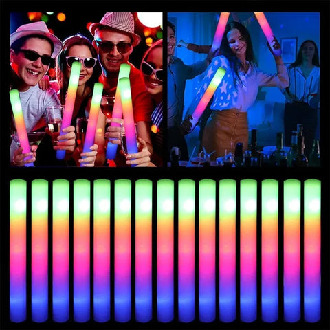 LED Glow Sticks Bulk Colorful RGB Glow Foam Stick Cheer Tube Dark Light for Xmas Birthday Wedding Party Supplies