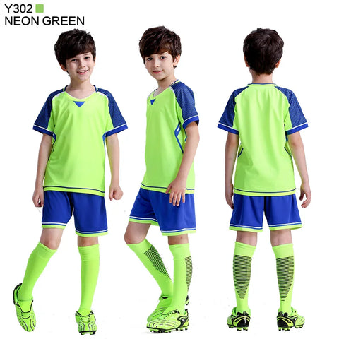 Kids Football Jersey Personalized Custom Boy Soccer Jersey Set Polyester Soccer Uniform Breathable Football Uniform For Children