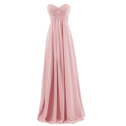 A Line Chiffon Pleat Elegant Strapless Sweetheart Bridesmaid Dresses Wedding Party Evening Formal Prom Robe De Soiree Zipper