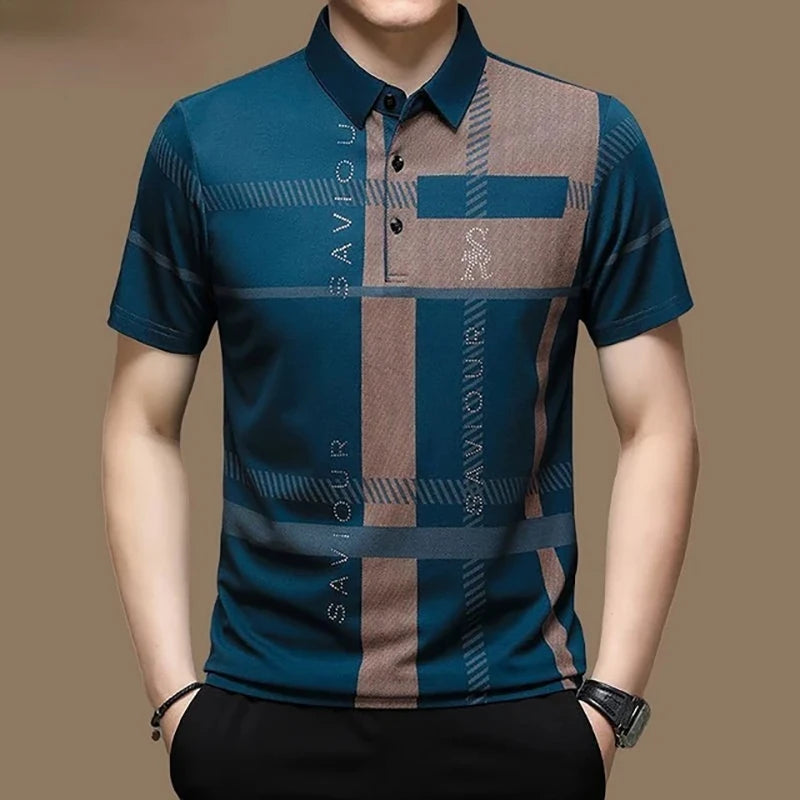 Men's Polo Shirt Business Casual Summer Short Sleeves