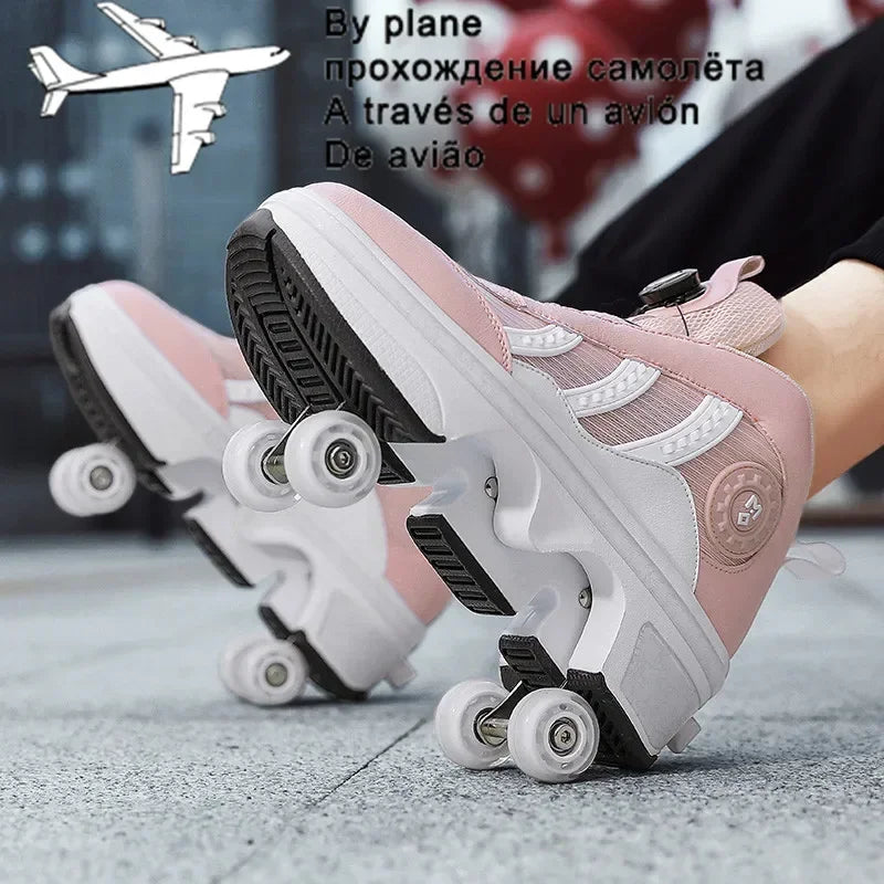 casual Roller Shoes Automatic Four-Wheel Dual-Purpose Roller Skates Skateboard Shoes