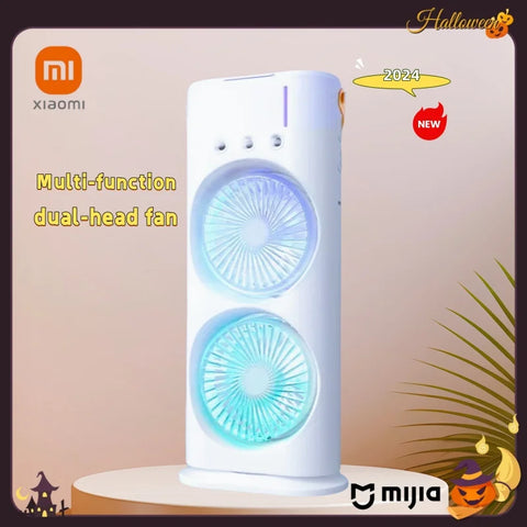 Xiaomi 선풍기 Spray Air Conditioning Fan 3 speed USB Charging Bass Portable Air Cooler Humidified Cooling Fan Night Light