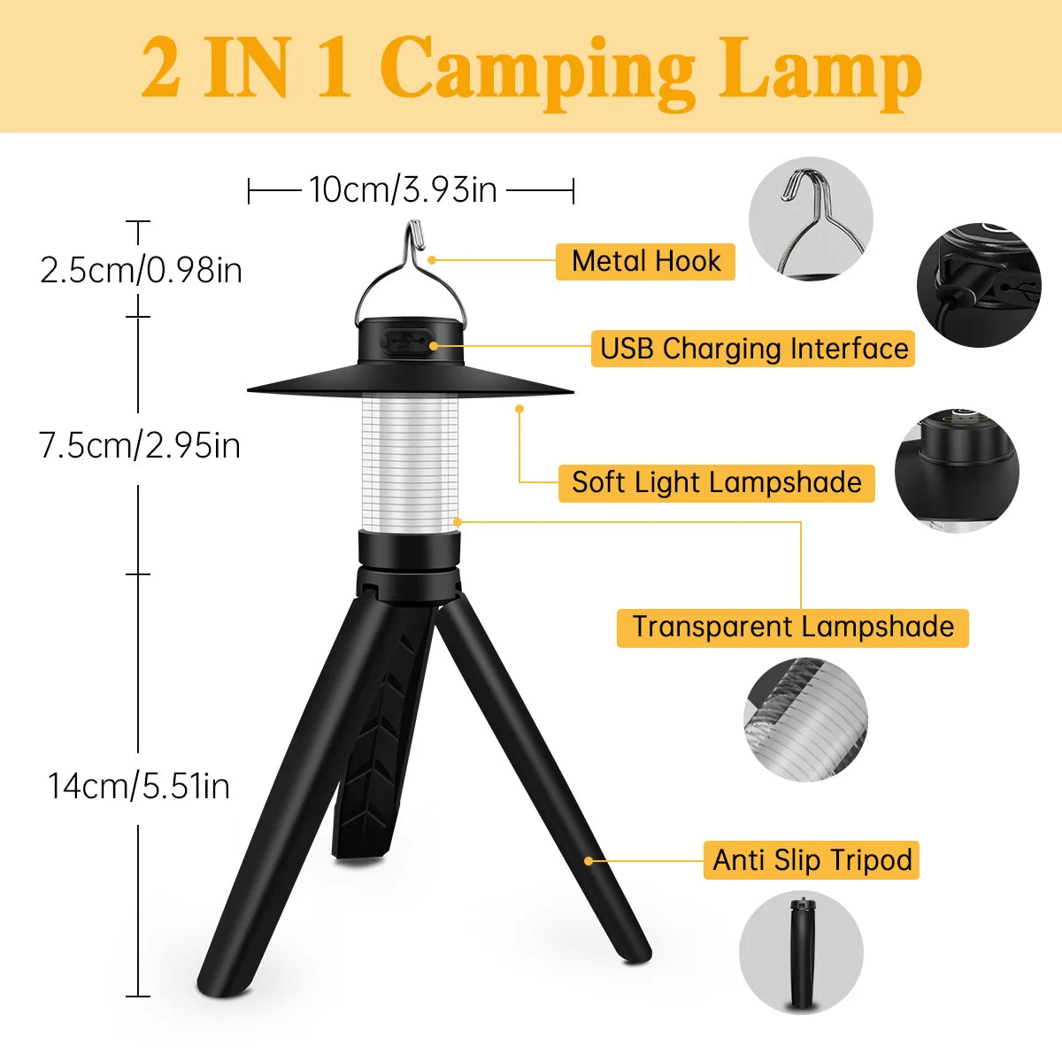 LED Emergency Lamp High Brightness with Tripod Magnetic Camping Lantern