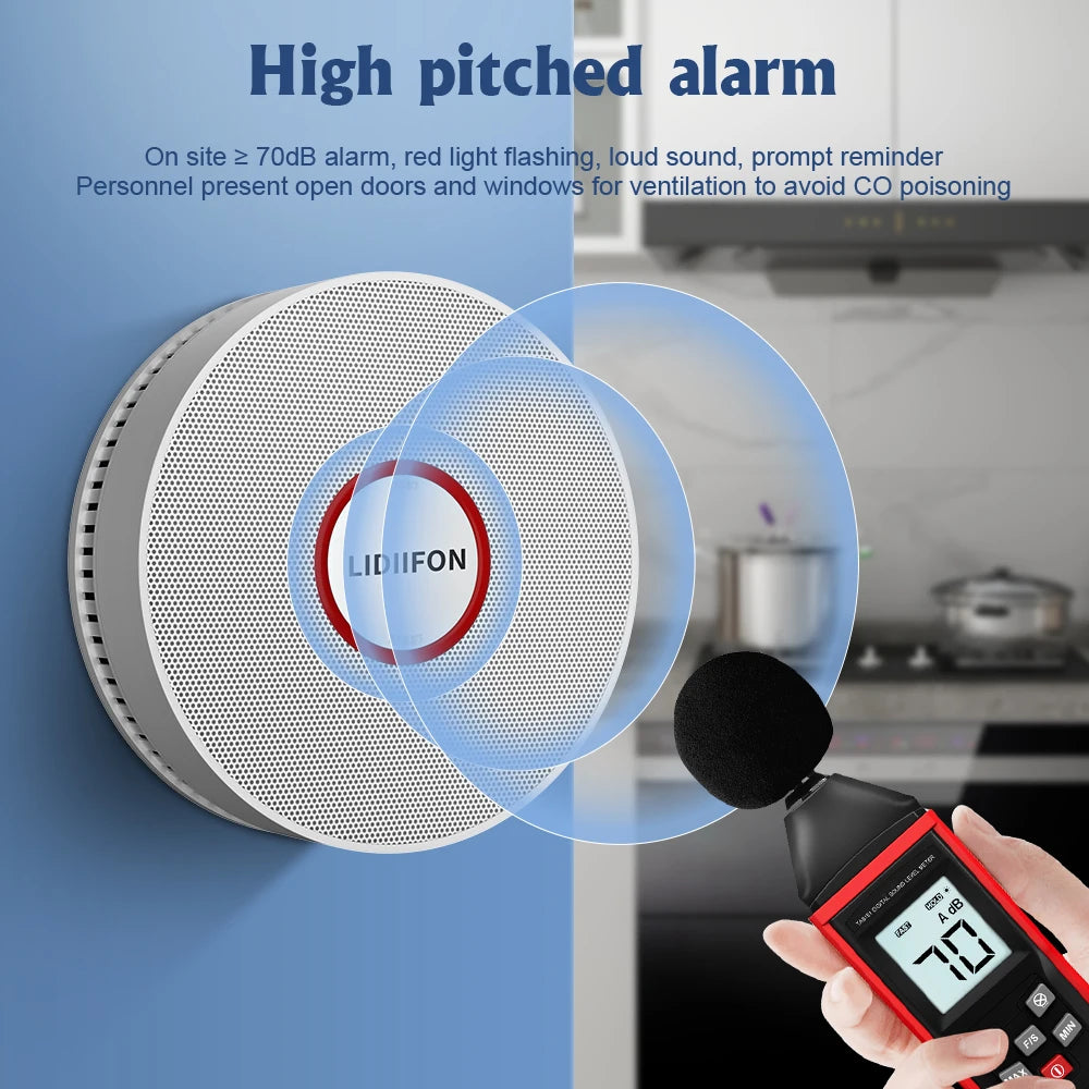 Wireless Fire Protection Smoke alarm Sensor for Home Kitchen