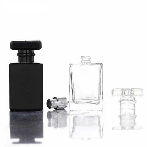 Perfume Separate Bottle Square Clear Portable Black Lid