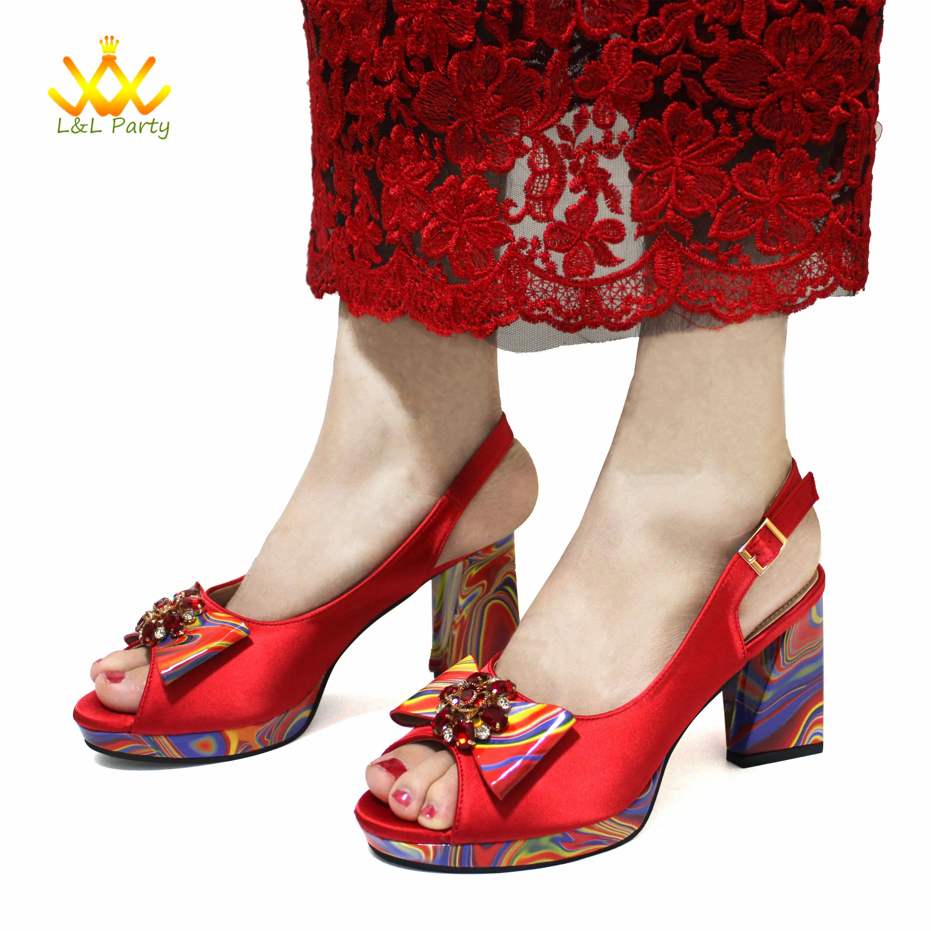Women Shoes Matching Bag Set in Red Color INS Hot Sale Sandals