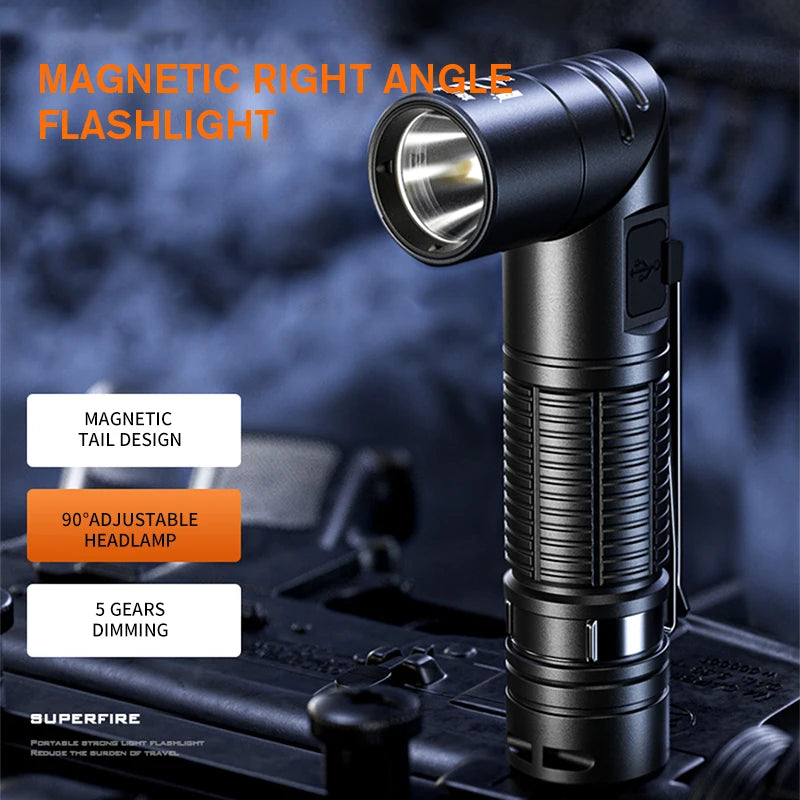 Rechargeable Flashlight with Magnet Adjustable Base