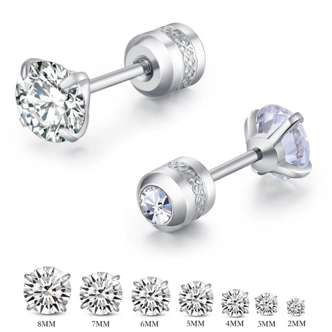 2PC Stainless Steel Mini Crystal CZ Screw Stud Earrings Ear Bone Nail Cartilage Helix Lobe Earring Ear Piercing Body Jewelry 20G