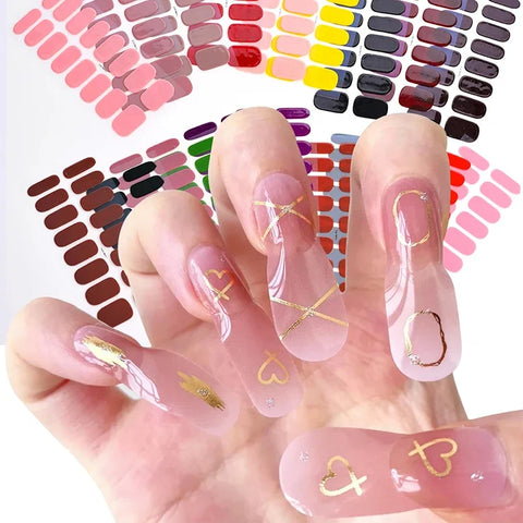 Color Nail Strips Patch Slider Nail Sticker Full Cover Decal Manicure Patch