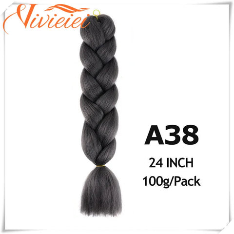 VIVIEIEI Synthetic Braiding Hair 24 Inch Jumbo Braid Ombre Jumbo Hair Extension for Women DIY Hair Braids Purple Pink Yellow Red