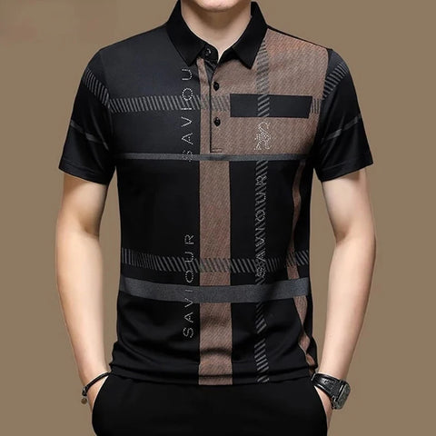 Men's Polo Shirt Business Casual Summer Short Sleeves