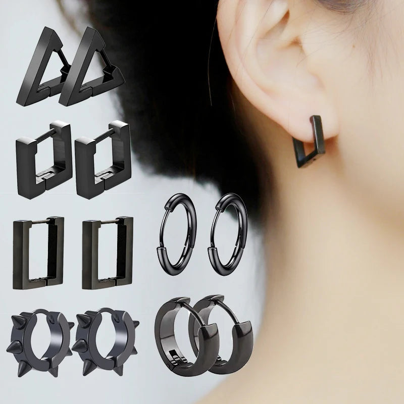 Women Men  Hip Hop Round Punk Earrings Jewelry