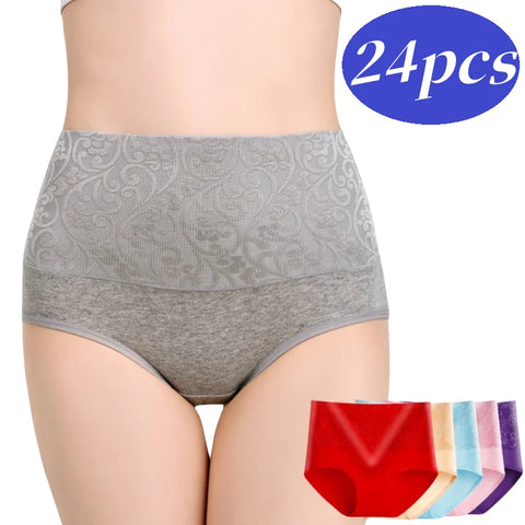 24pcs/lot  pieces of cotton high waisted three-dimensional pattern underwear for women's postpartum abdominal recovery underwear