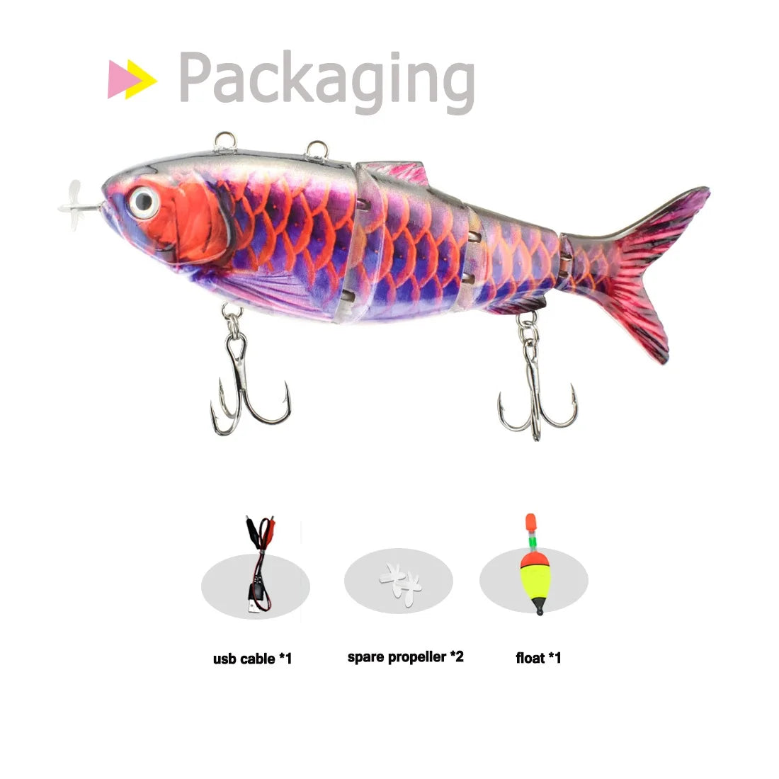 LED Light Multi Jointed Swimbait Inteli Self-Propelling Electric Fishing Tackle