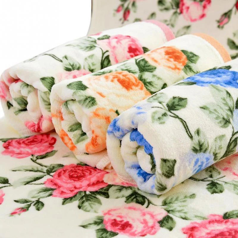 Soft Peony Flower Printing Towels Quick Dry Bathroom Towels