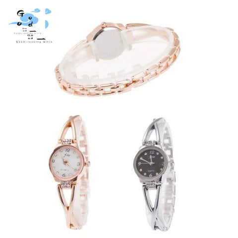 Fashion Women'S Minimalism  Golden Stainless Steel Wrist Watch Mechanical Watches Women'S  Fashion Cute Wristwatch Watch Women