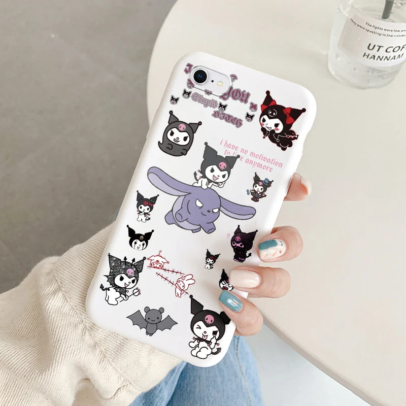 Phone Case for For Apple iphone 6 7 8 Plus SE 2022 Girls Anti-drop Cartoon Cinnamoroll Kuromi Hello Kitty Silicone Printed Cover