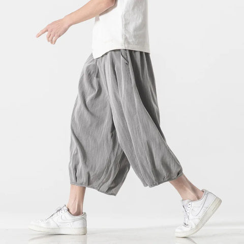 Mens Summer Cotton Linen Joggers Pants