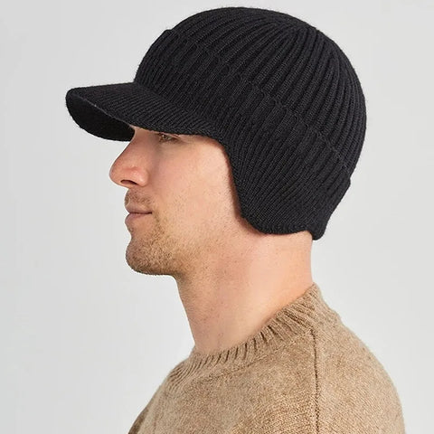 Brand Men Winter Knitted Hat Outdoor Cycling Ear Protection Warmth Peaked Cap Casual Fashion Sunhat Bomber Hats