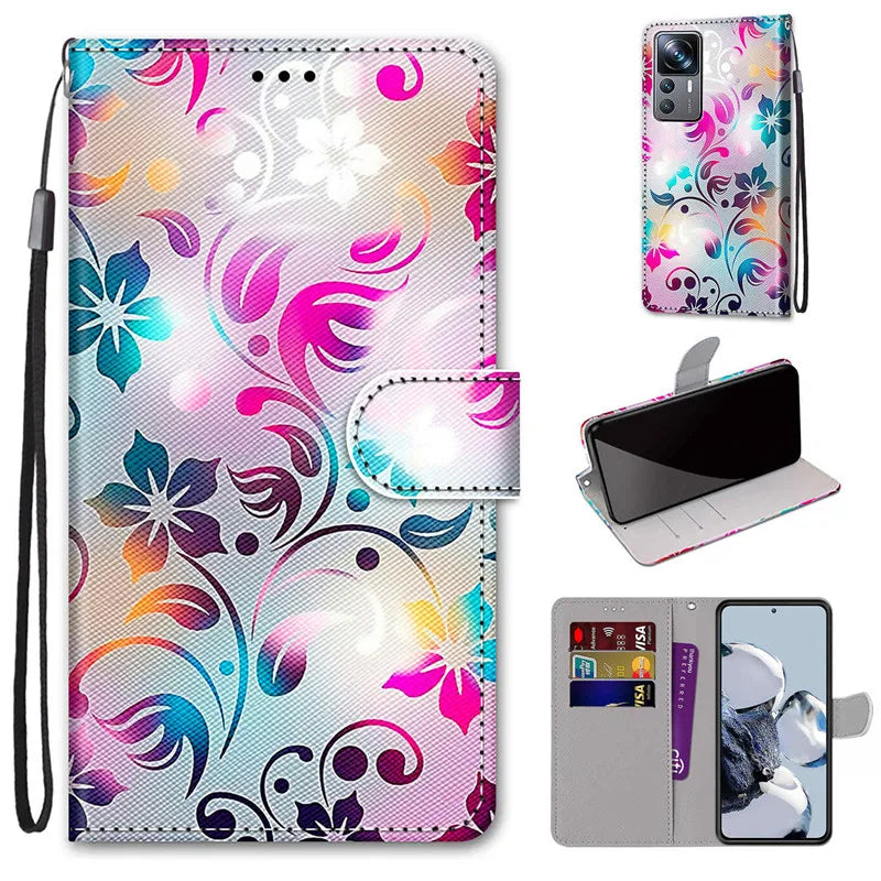 Flower Pattern Flip Case For Samsung Galaxy