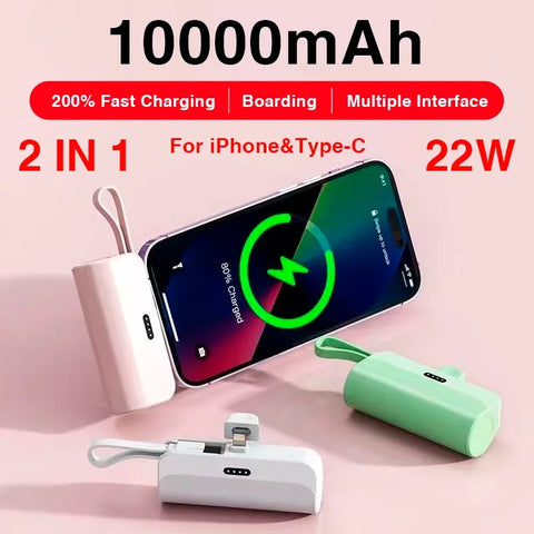 10000mAh Fast Charging Power Bank Emergency External Battery for iPhone Type-c