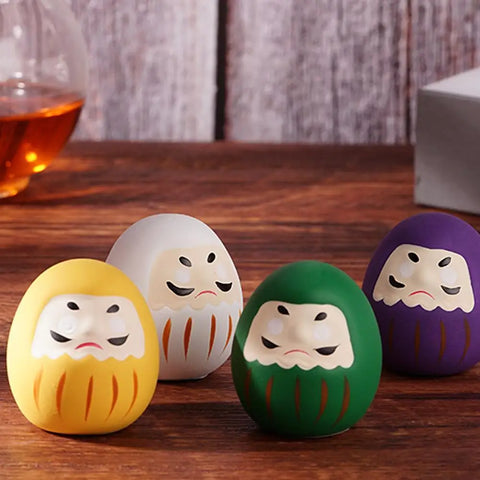 Japanese Ceramic Daruma Doll Crafts Lucky Charm Fortune Ornament Landscape Home Decor Accessories Gifts Living Room Decoration