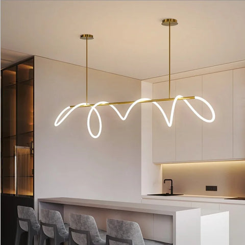 Nordic Led Long Hose Chandelier for Table Dining Room Kitchen Bar Minimalist Pendant Lamp Home Decor Lighting Lusters Luminaires