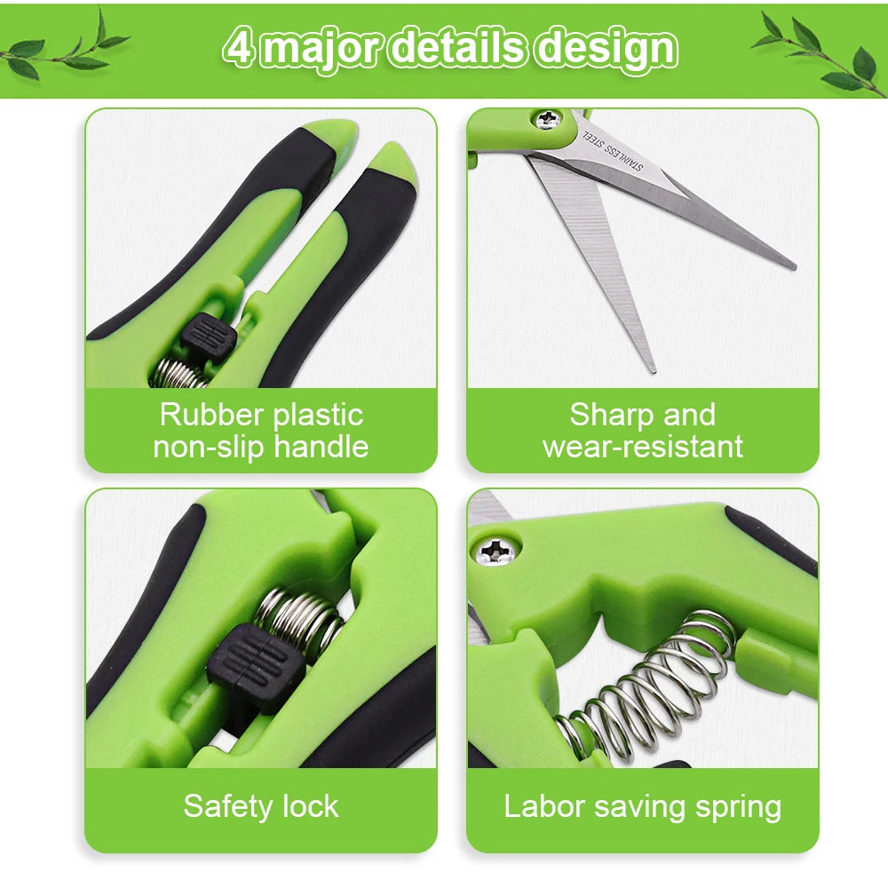 Gardening Pruning Shears Garden Tools Secateurs Bonsai Gardening Scissor Pruning Tool Grape Fruit Picking Weed Household Potted