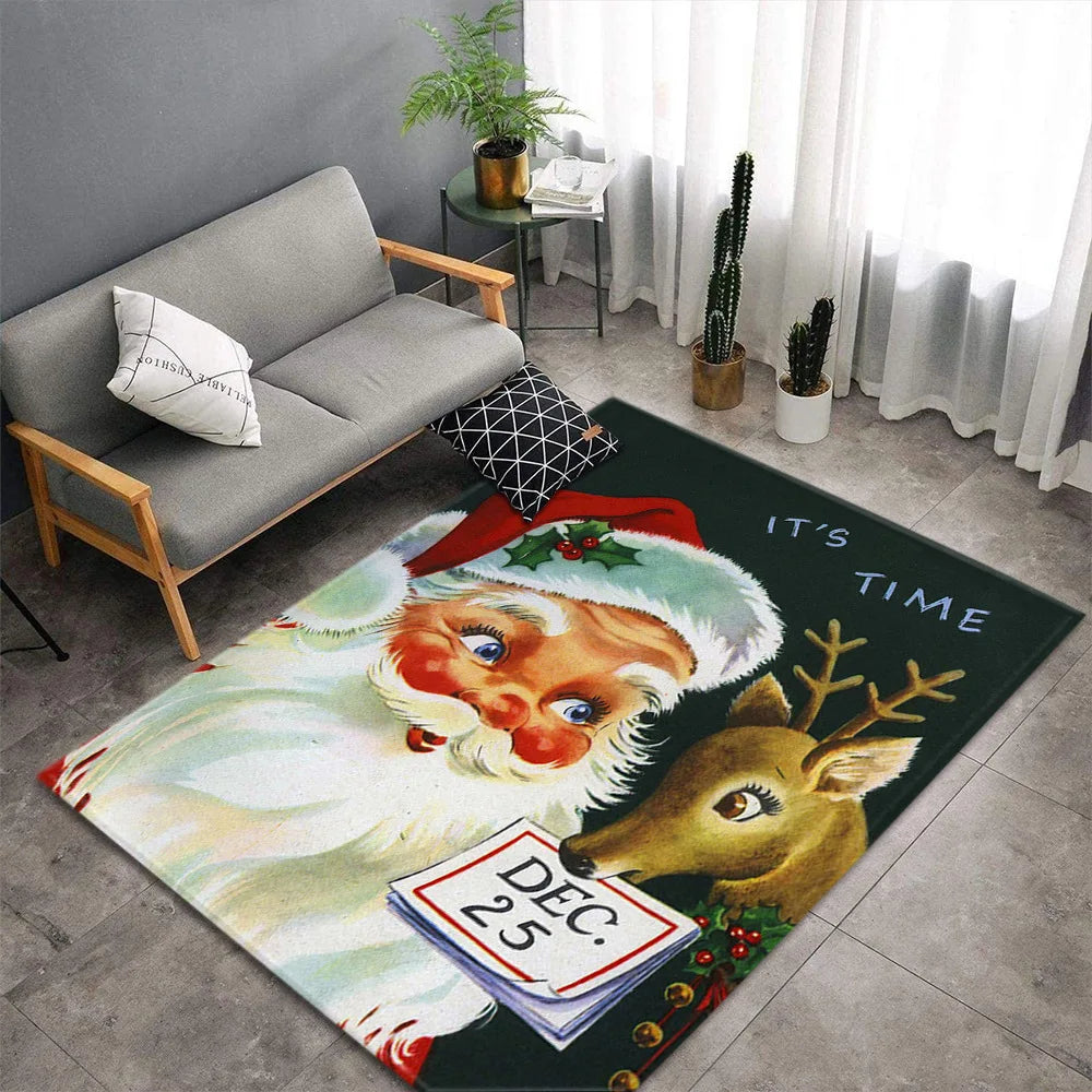 Christmas Carpet for Living Room Home Decoration Large Rugs Santa Claus Kids Room Children Bedroom Bedside Mats New Year Gifts