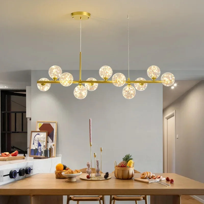 Modern Glass Ball Ceiling Chandelier for Table Dining Living Room Kitchen Island Molecule Pendant Lamp Indoor Lighting Fixture