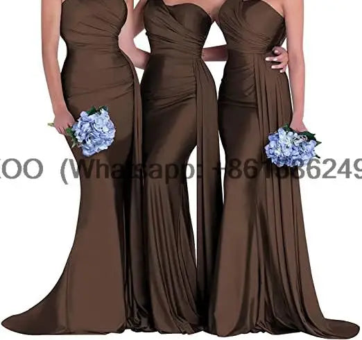 royal blue bridesmaid dresses women for wedding new satin one shoulder sexy mermaid vestidos para bodas mujer invitada chic