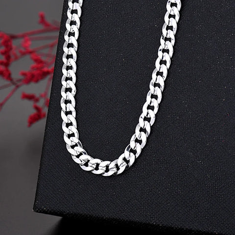 popular brand 925 Sterling silver elegant 7MM Chain bracelets neckalces jewelry set for man women fashion Party wedding gifts