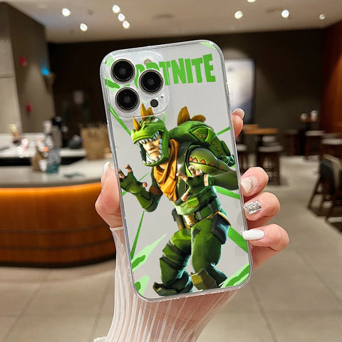 Cartoon Battle Royales Phone Case For iPhone 15 14 13 12 11 Mini Pro Max X XR XSMax 7 8 Plus Transparent Cover Fortnites